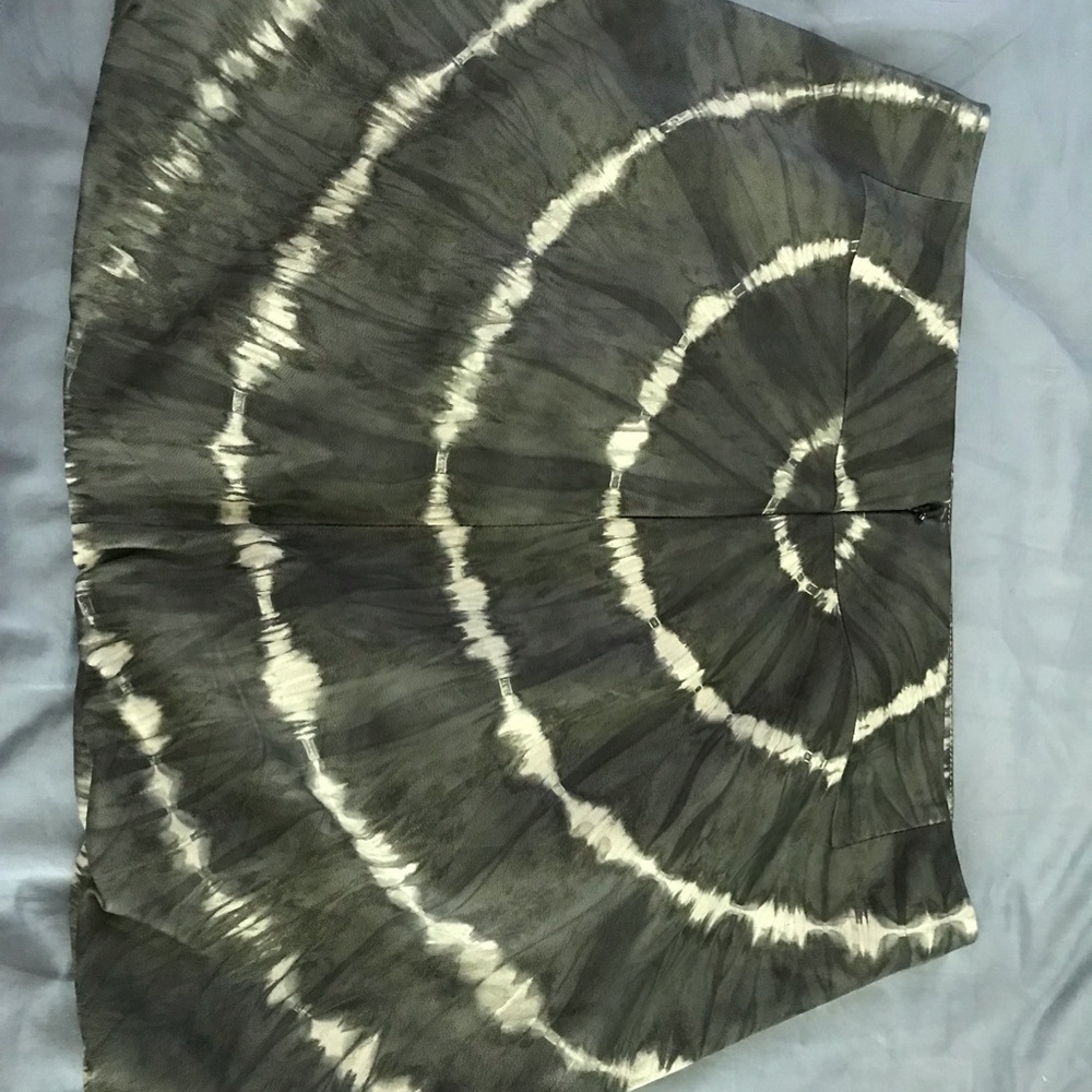 Green and white leather skirt